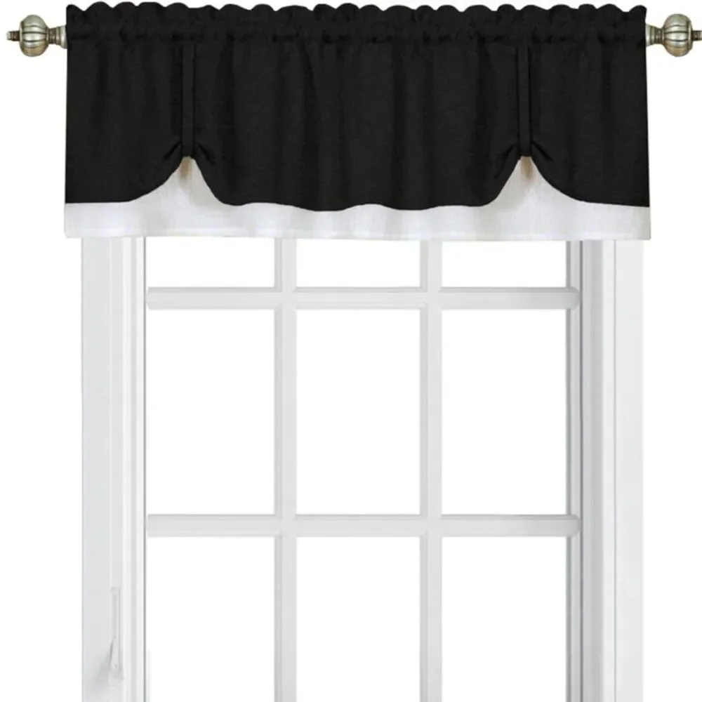 Woven Trends Two-Tone Window Curtain Tier Pair & Valance Set, Double Layer Small